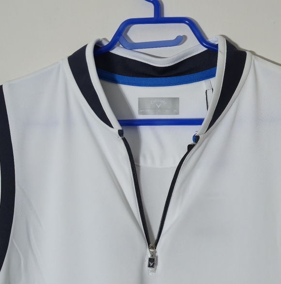 NWT Callaway Golf Women's Opti-Dri Sleeveless Quarter Zip Polo Shirt White XL - Picture 2 of 12